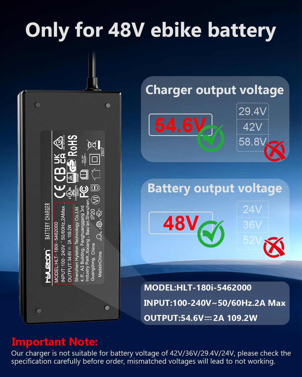 54.6V 2A Lithium Battery Charger V92732