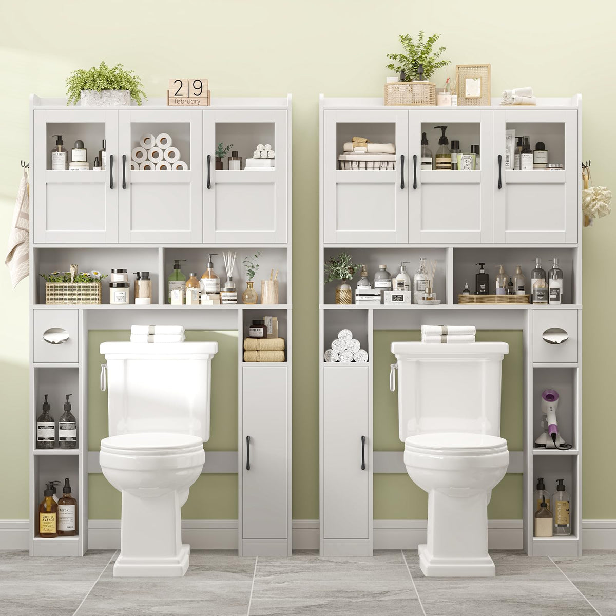 Over The Toilet Cabinet with 3 Acrylic Doors Y922