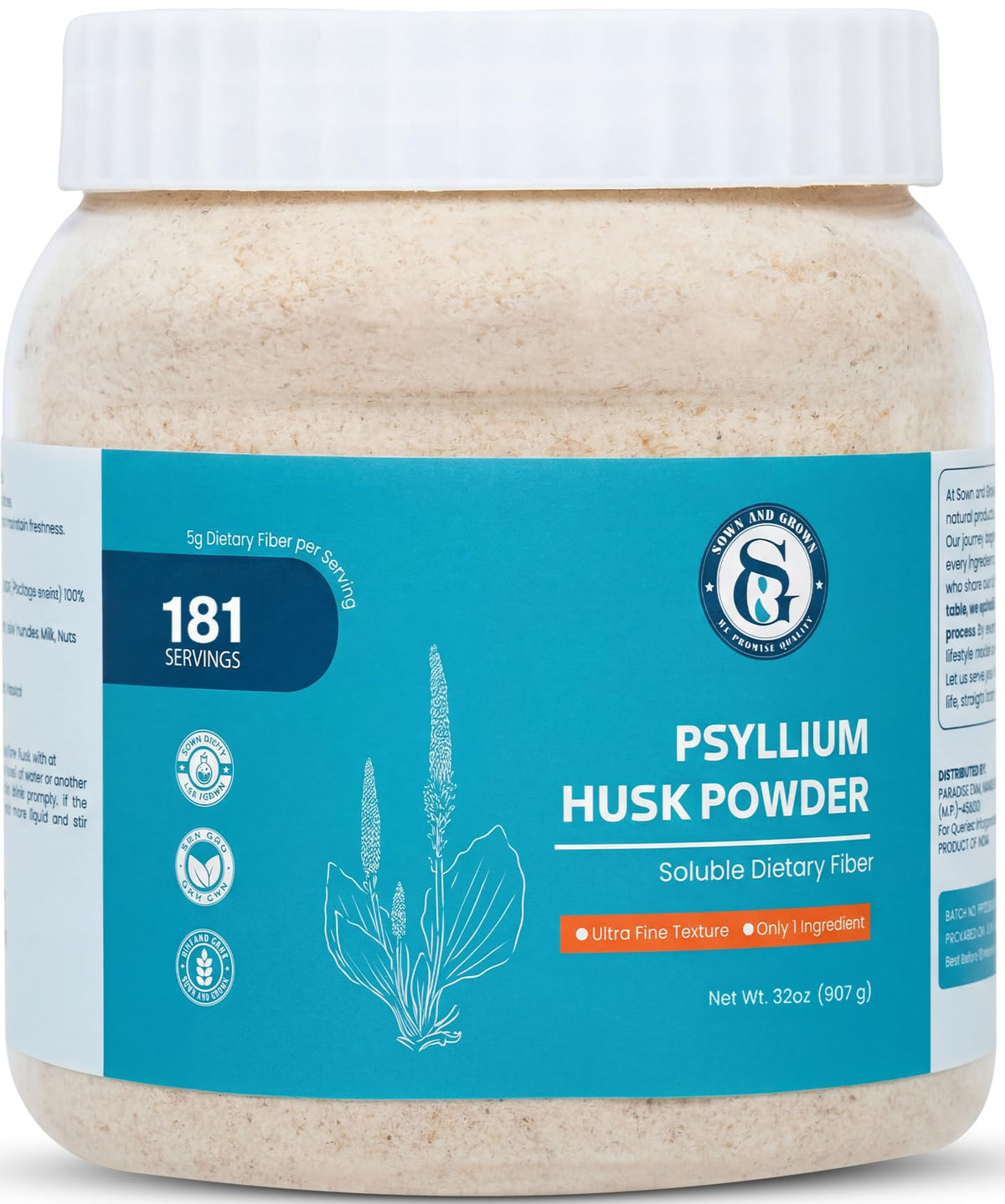 Psyllium Husk Powder 32oz Finely Ground M5988