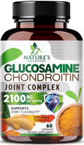 Glucosamine Chondroitin MSM 2100mg Joint Support Supplement with Turmeric & Boswellia 60 Capsules L647159