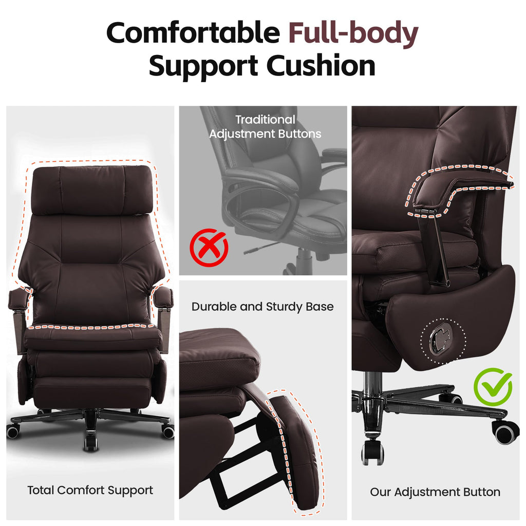 Coffee Faux Leather Executive Office Chairs L8429