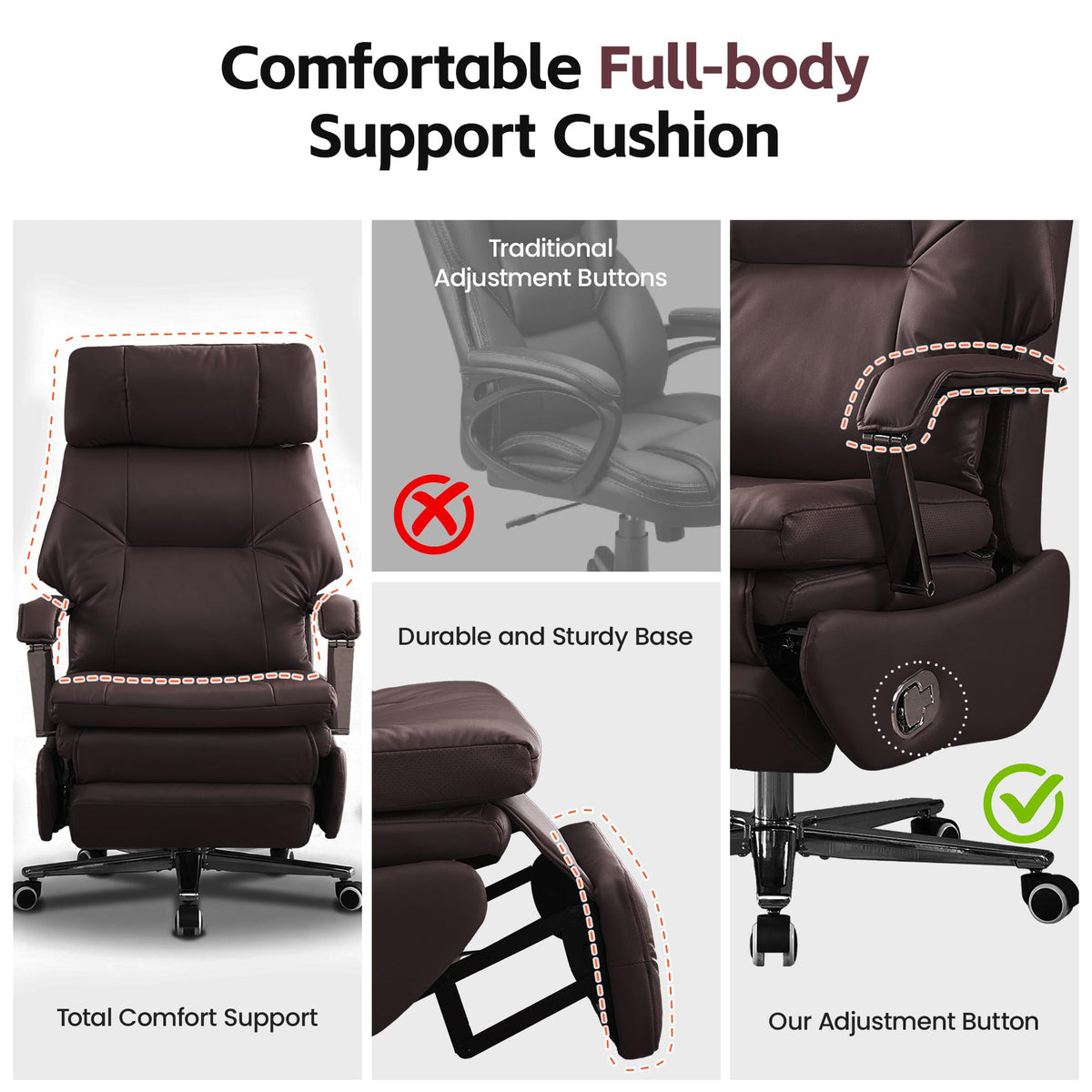 Coffee Faux Leather Executive Office Chairs L8429