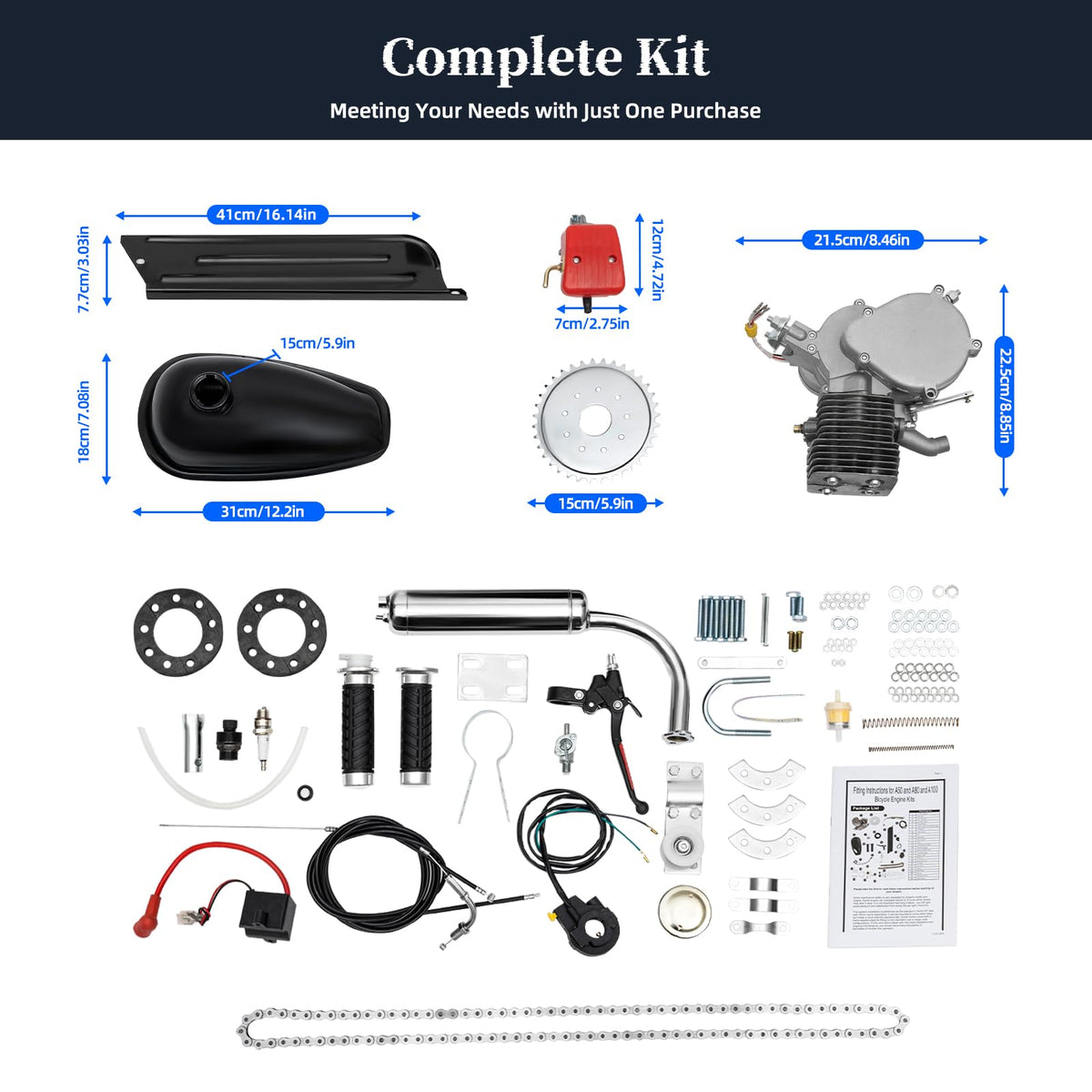 100cc 2 Stroke Air Cooling Bicycle Engine Kit B603