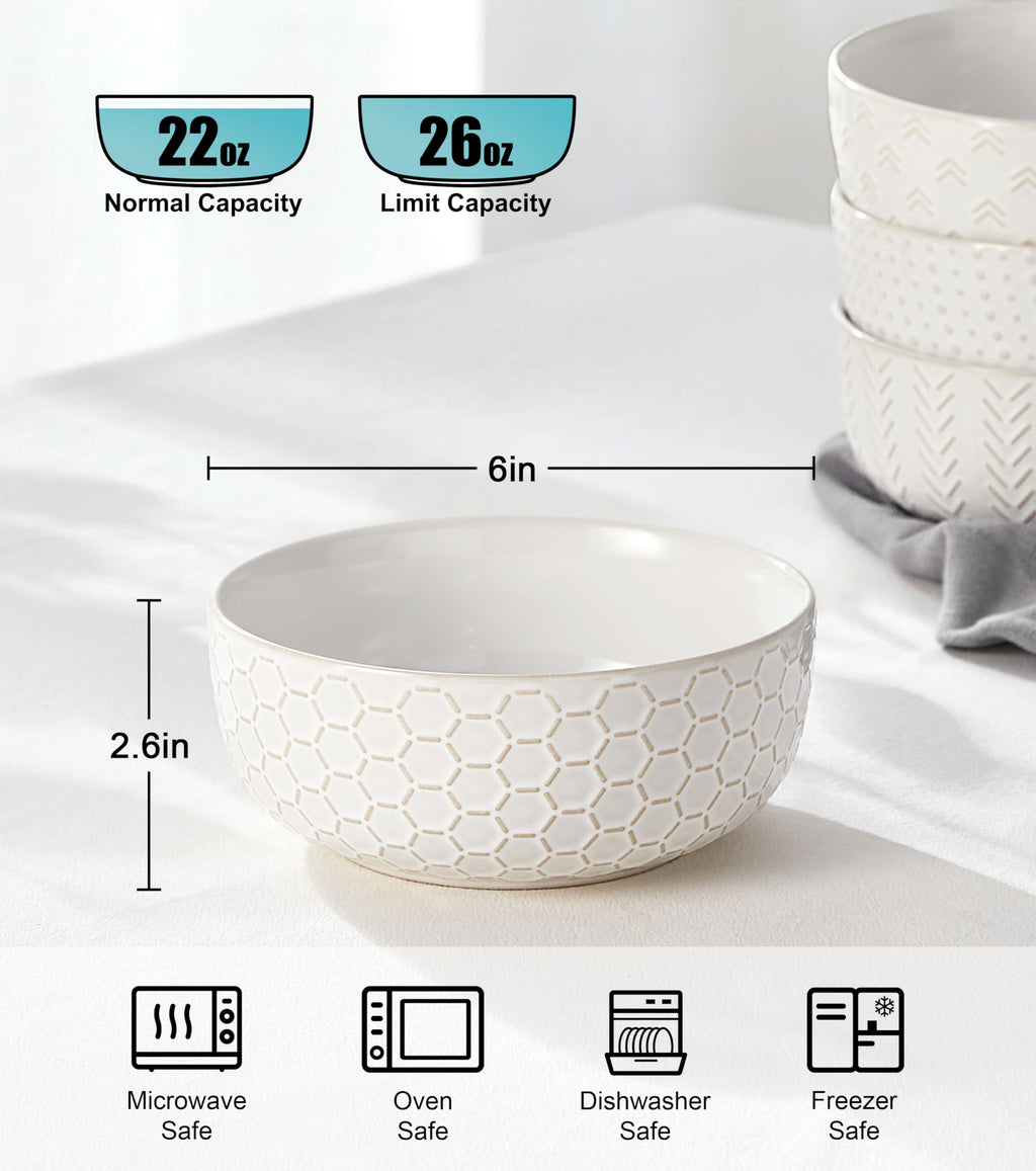 26 oz Ceramic Cereal Bowls Set of 4 X913