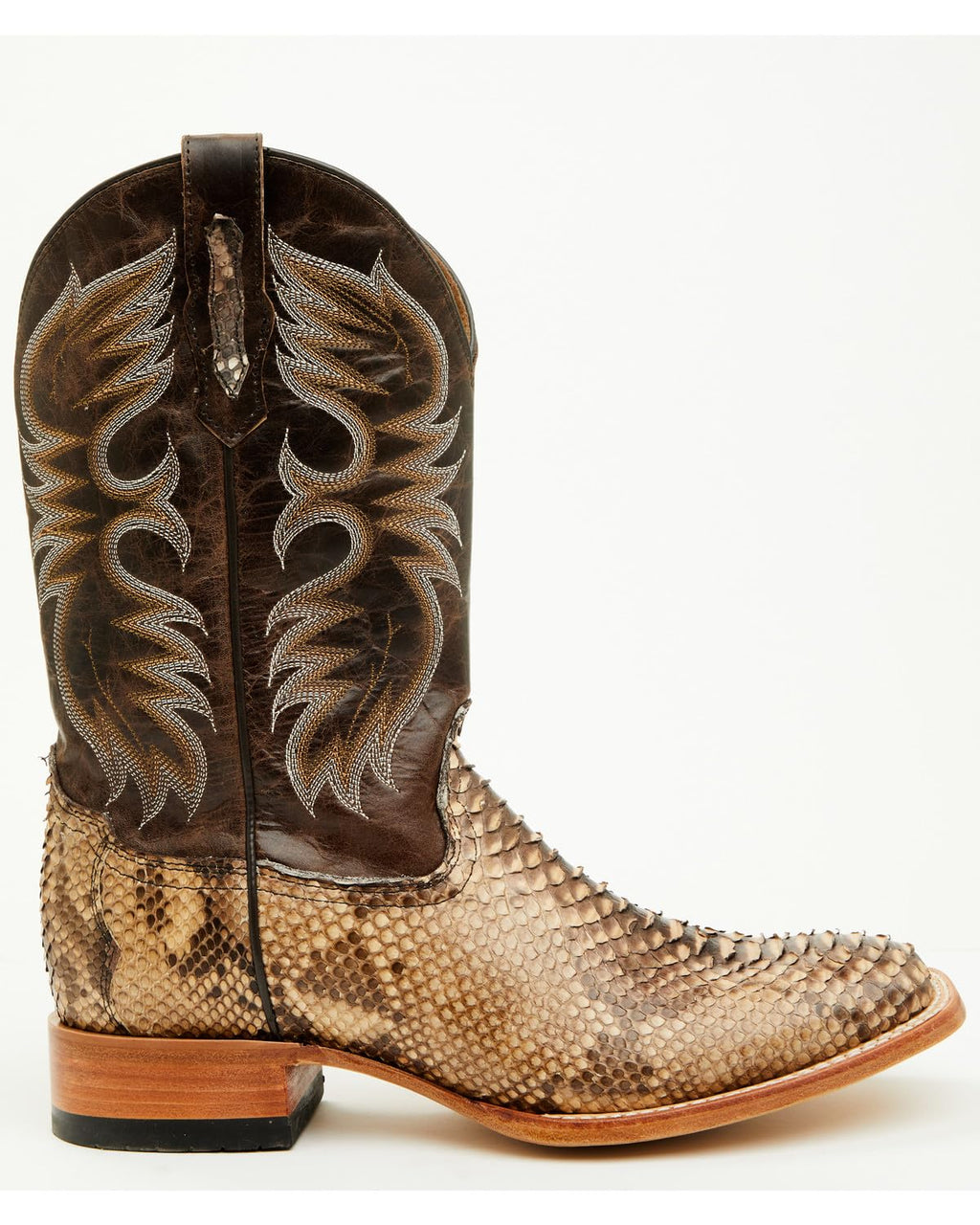Men's Exotic Python Western Boot Broad Square Toe S7311