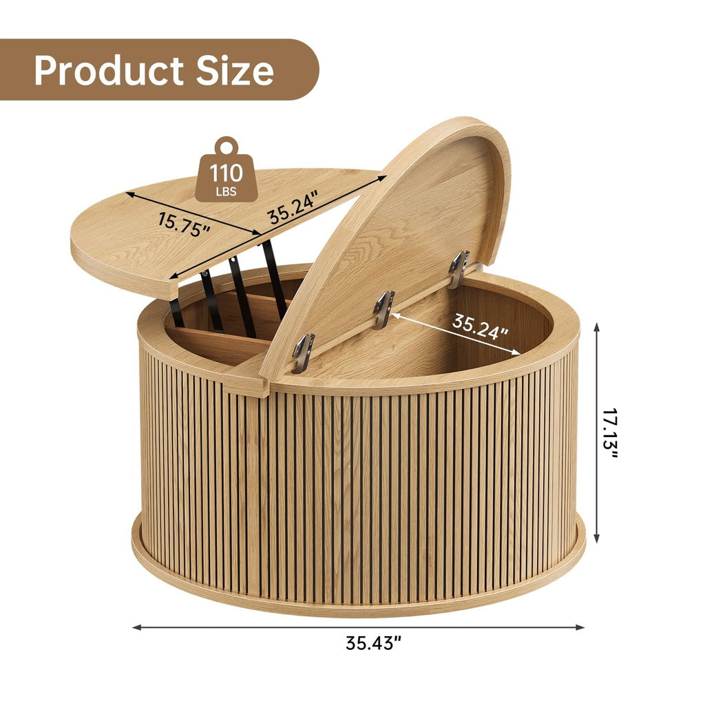 Round Lift Top Coffee Table with Storage X62957