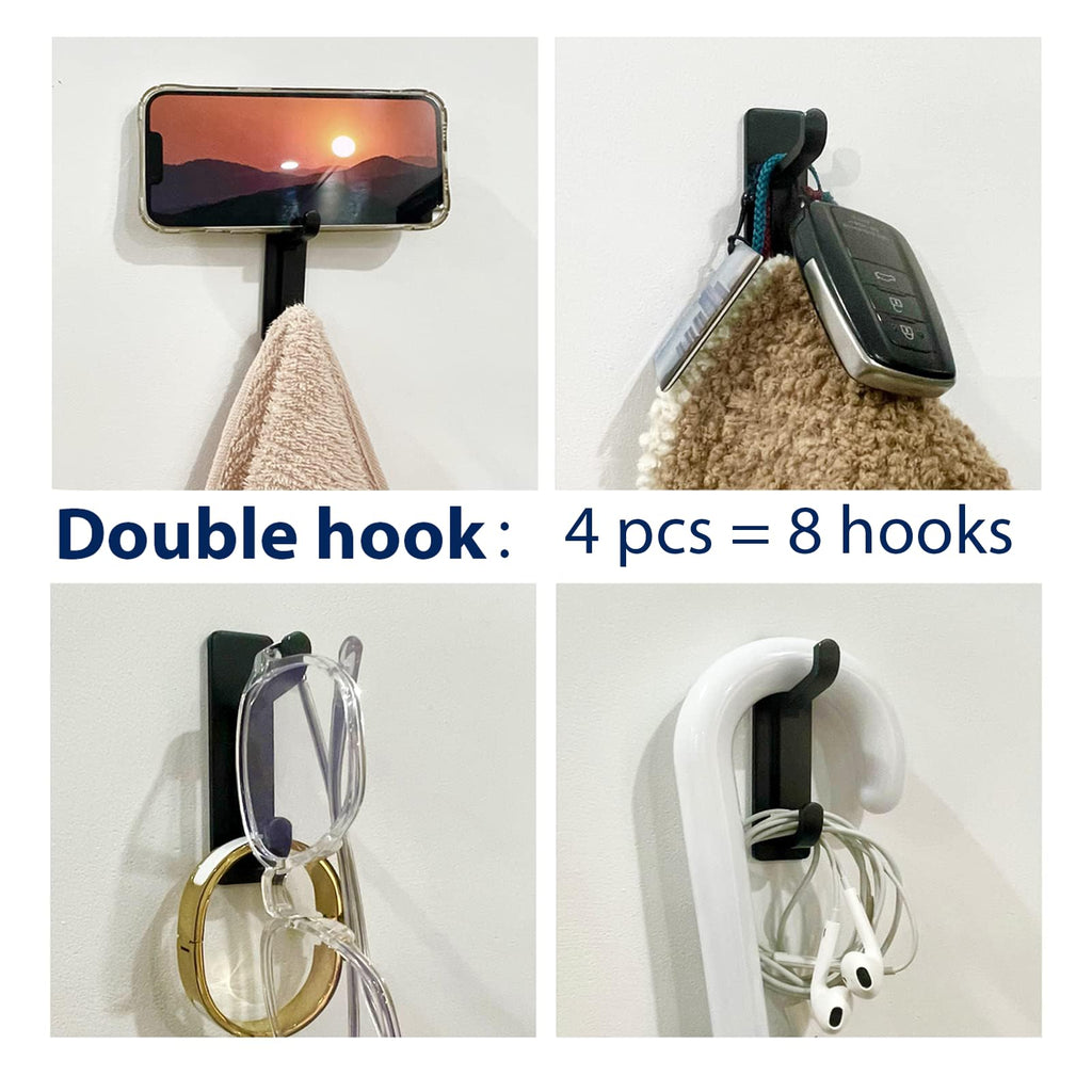 Black 4 Pack Stick-on Hooks Z704766