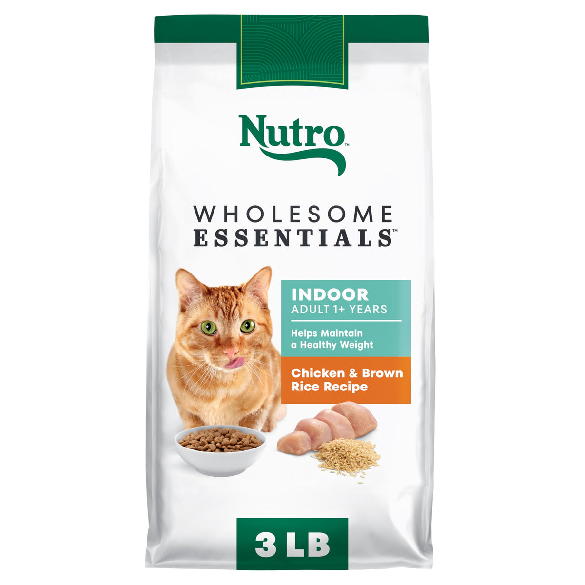 Indoor Adult Dry Cat Food Chicken & Rice 3 lb I71158