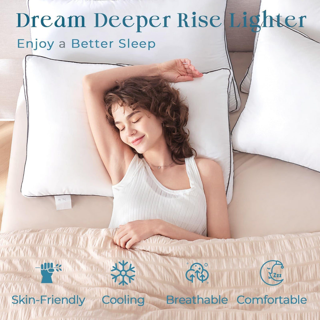 Queen Size Set of 2 White Gusseted Bed Pillows X1934