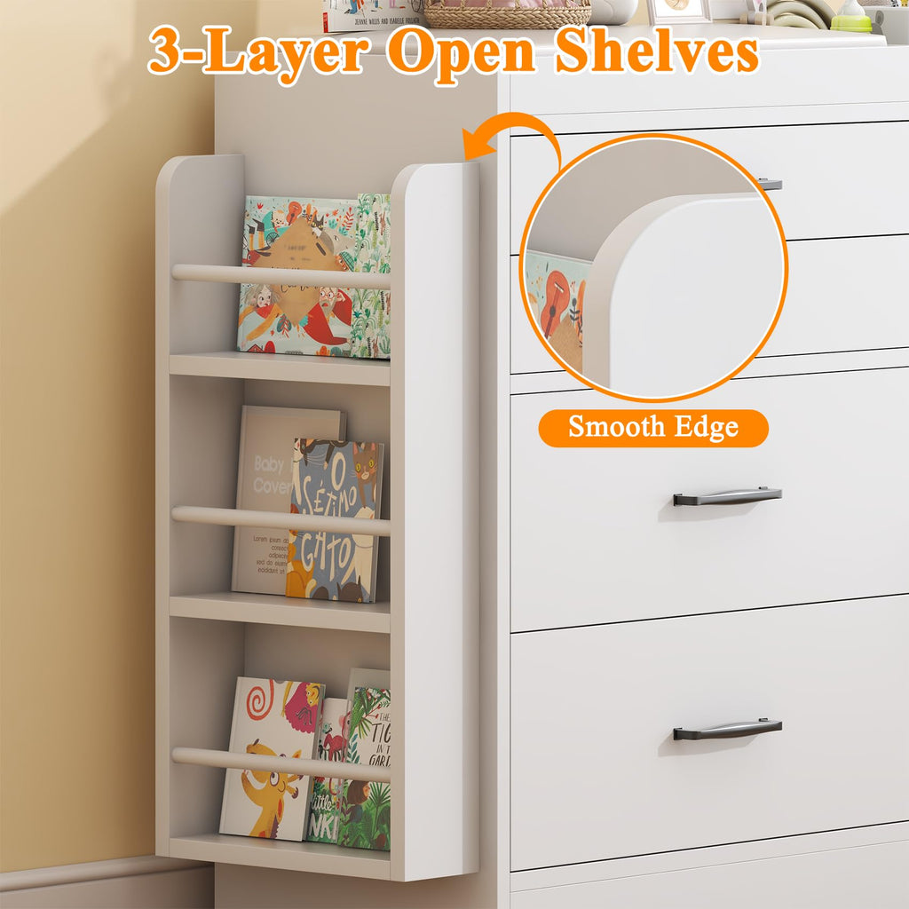 White 4 Drawer Baby Nursery Dresser with Changing Pad C8305