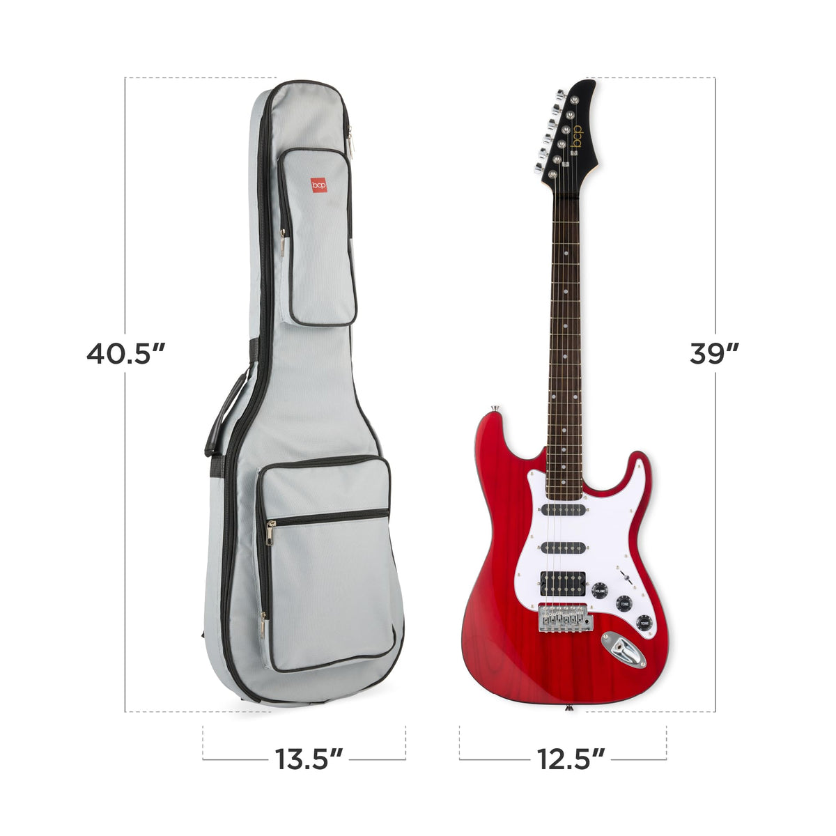 Cherry Red White Electric Guitar Kit with Headphone Amp D377