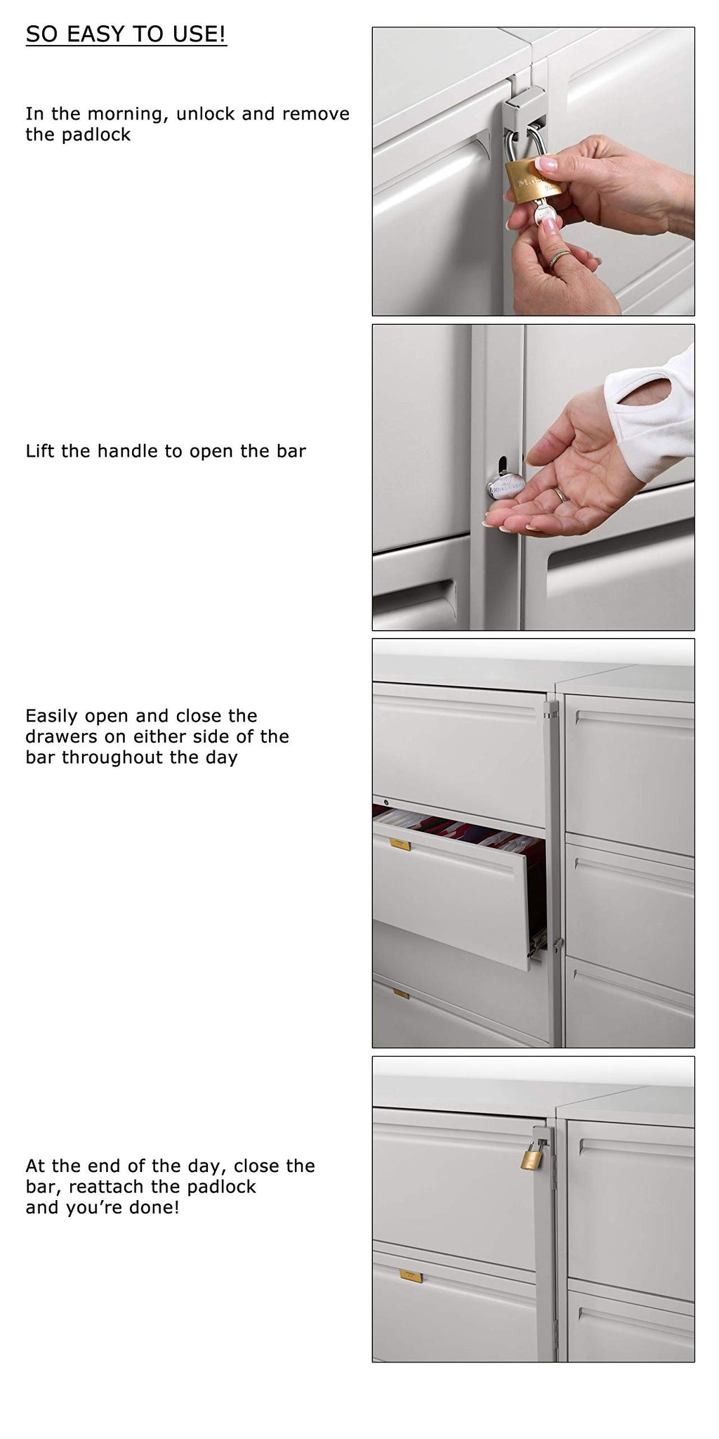 Locking Bar 4 Drawer File Cabinet R26800