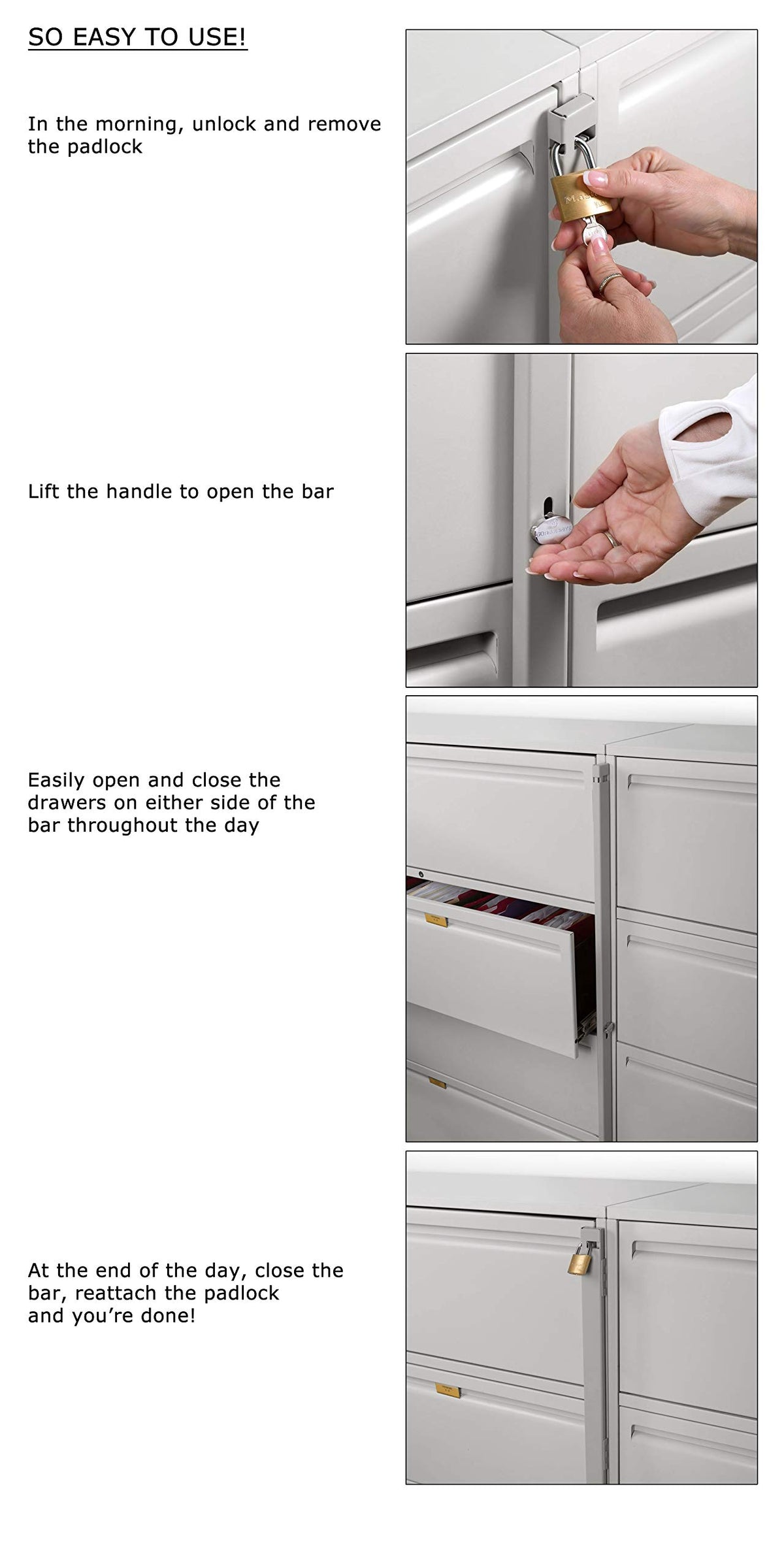 Locking Bar 4 Drawer File Cabinet R26800