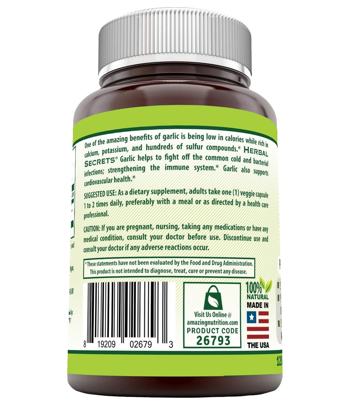 Garlic 500 mg 120 Veggie Capsules Supplement O8704