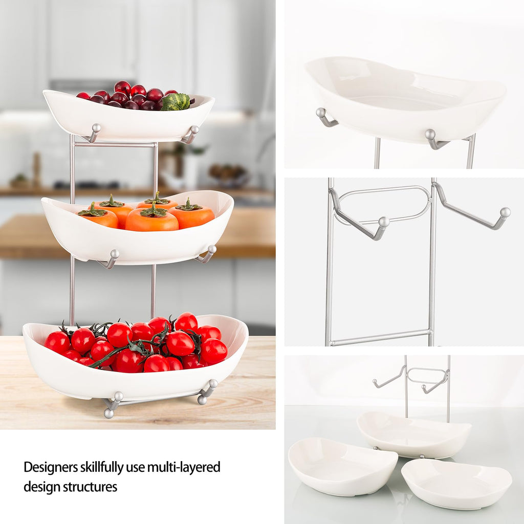 3 Tier Ceramic Fruit Basket with Holder W70086