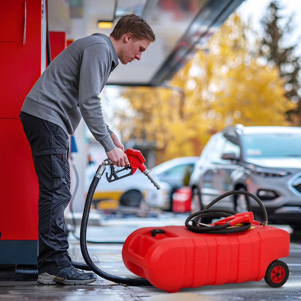15 Gallon Wheeled Fuel Caddy with Manual Siphon Pump & 10FT Hose U26685