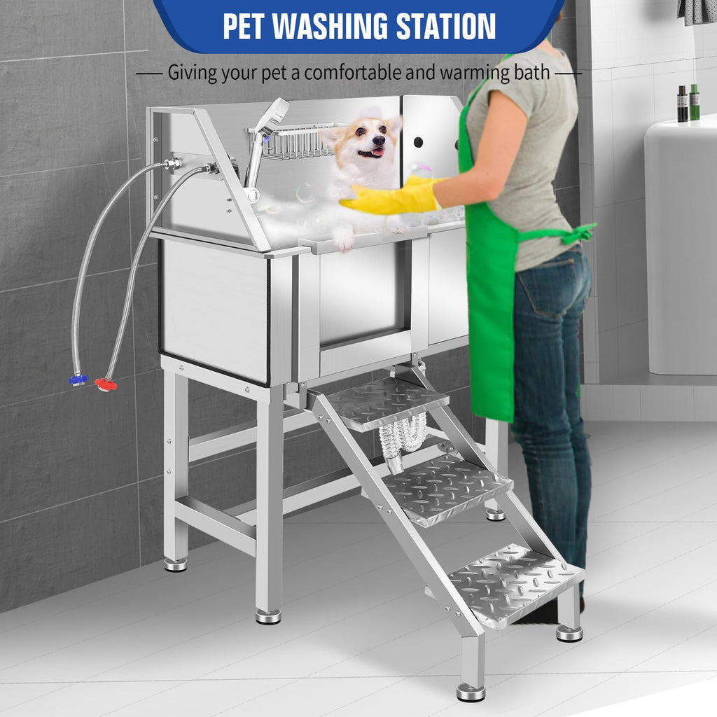 Stainless Steel Dog Grooming Tub with Stairs A779
