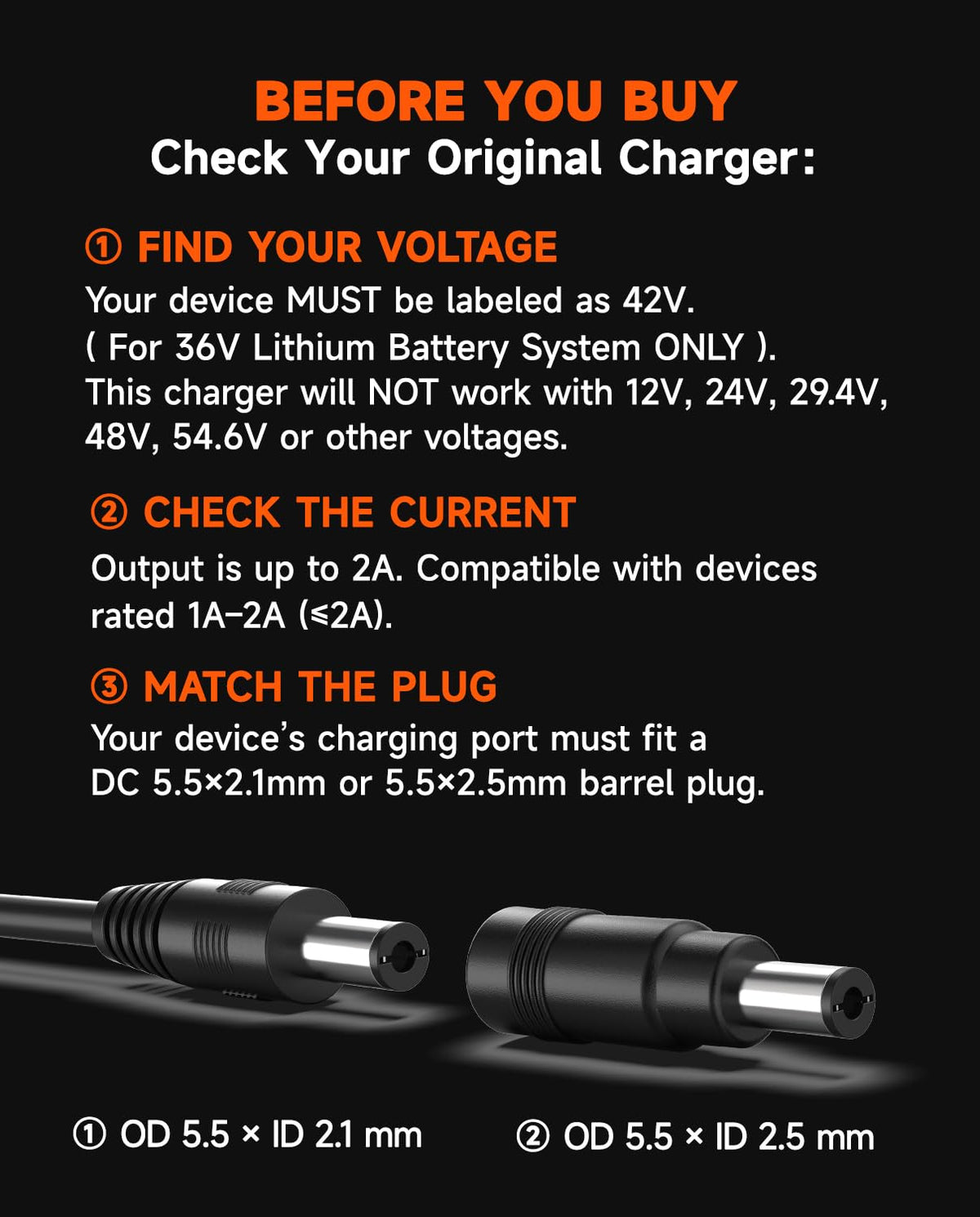 42V 2A Electric Scooter Charger F74952