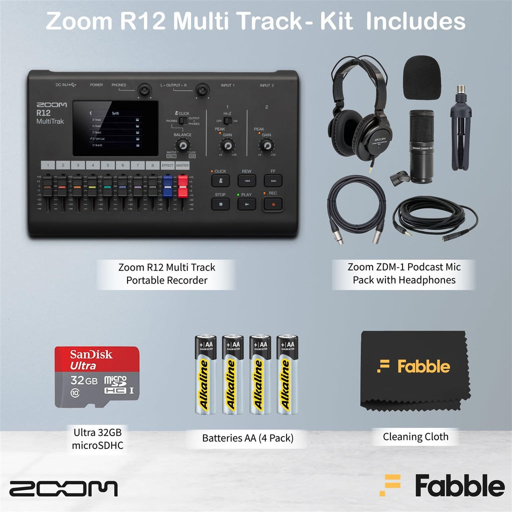 Portable Recorder Bundle with Podcast Mic Pack, Headphones, Mic Stand, XLR Cable, Foam Windscreen, Batteries and 32GB microSD Card W280