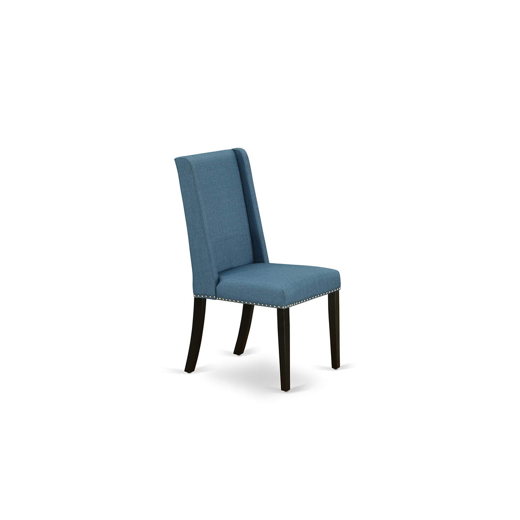 3 Piece Dining Table Set with 2 Blue Linen Fabric Chairs N33413