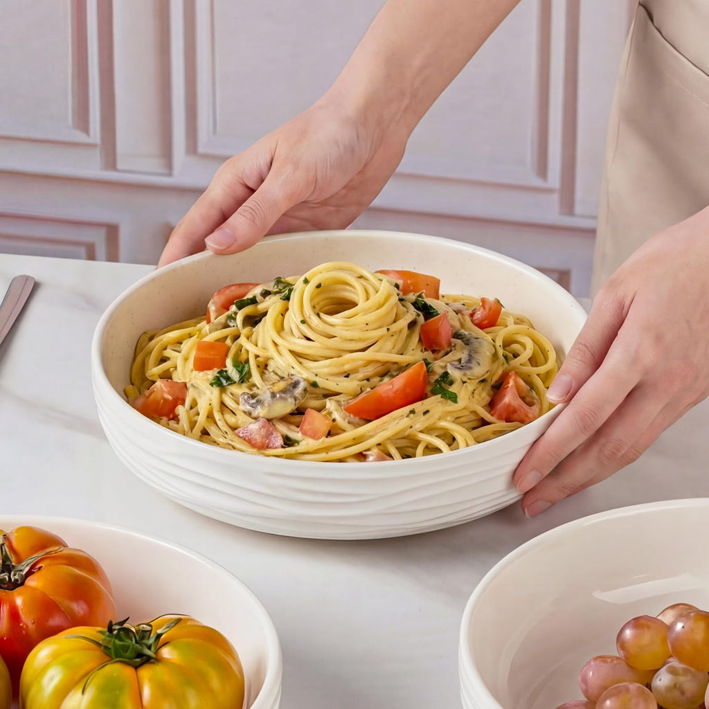White Pasta Bowls Set of 4 E988