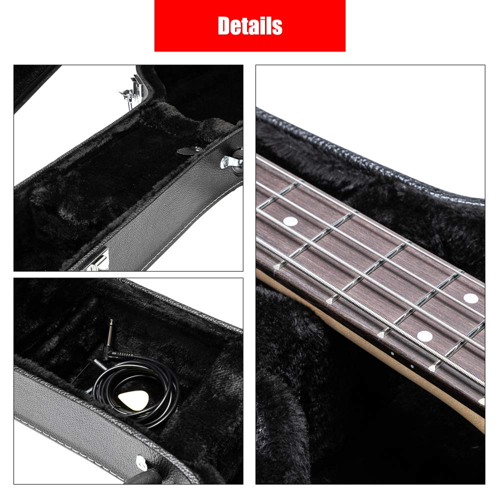 42-Inch Wooden Hard-Shell Electric Guitar Case with Lock Latch Padding C1161