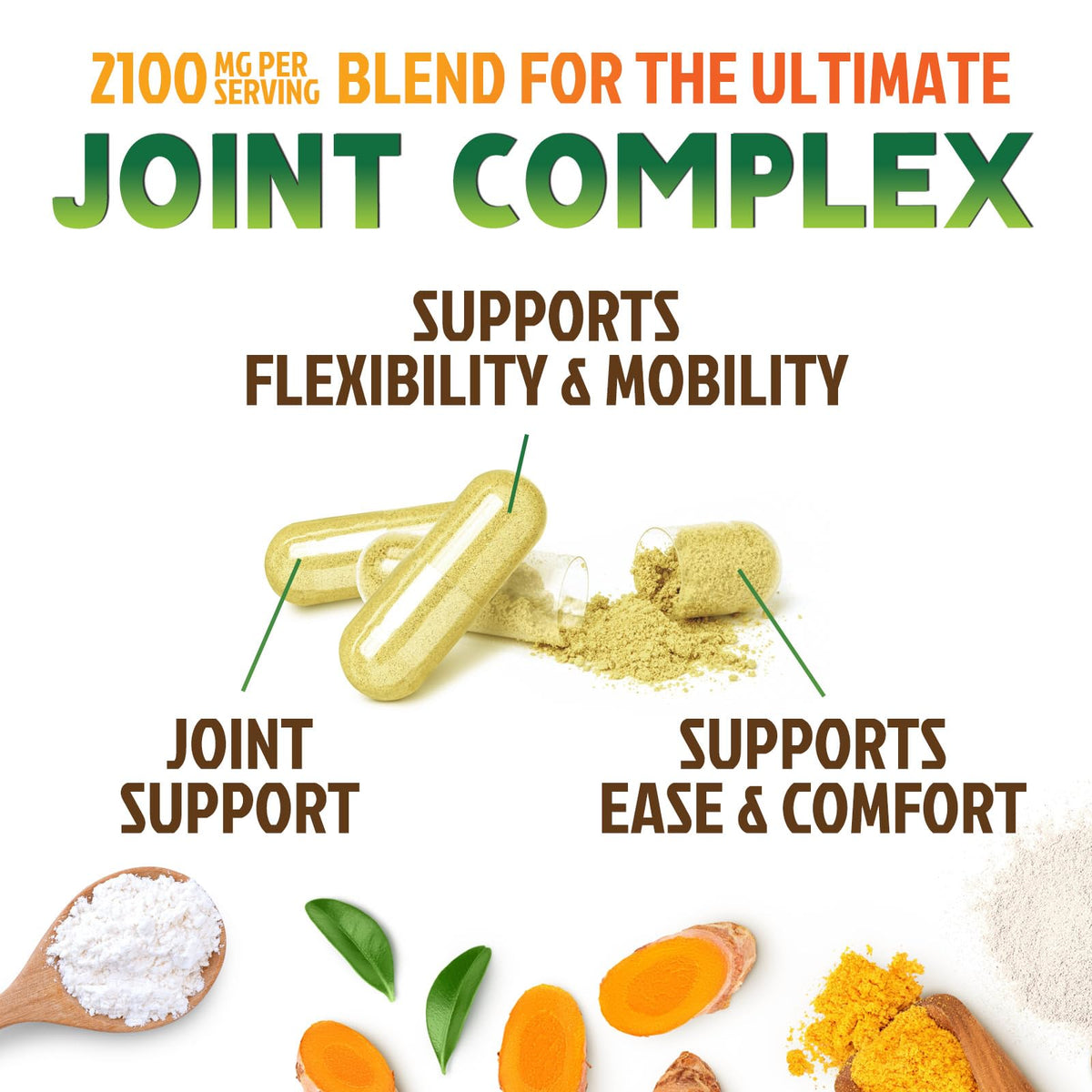 Glucosamine Chondroitin MSM 2100mg Joint Support Supplement with Turmeric & Boswellia 60 Capsules L647159