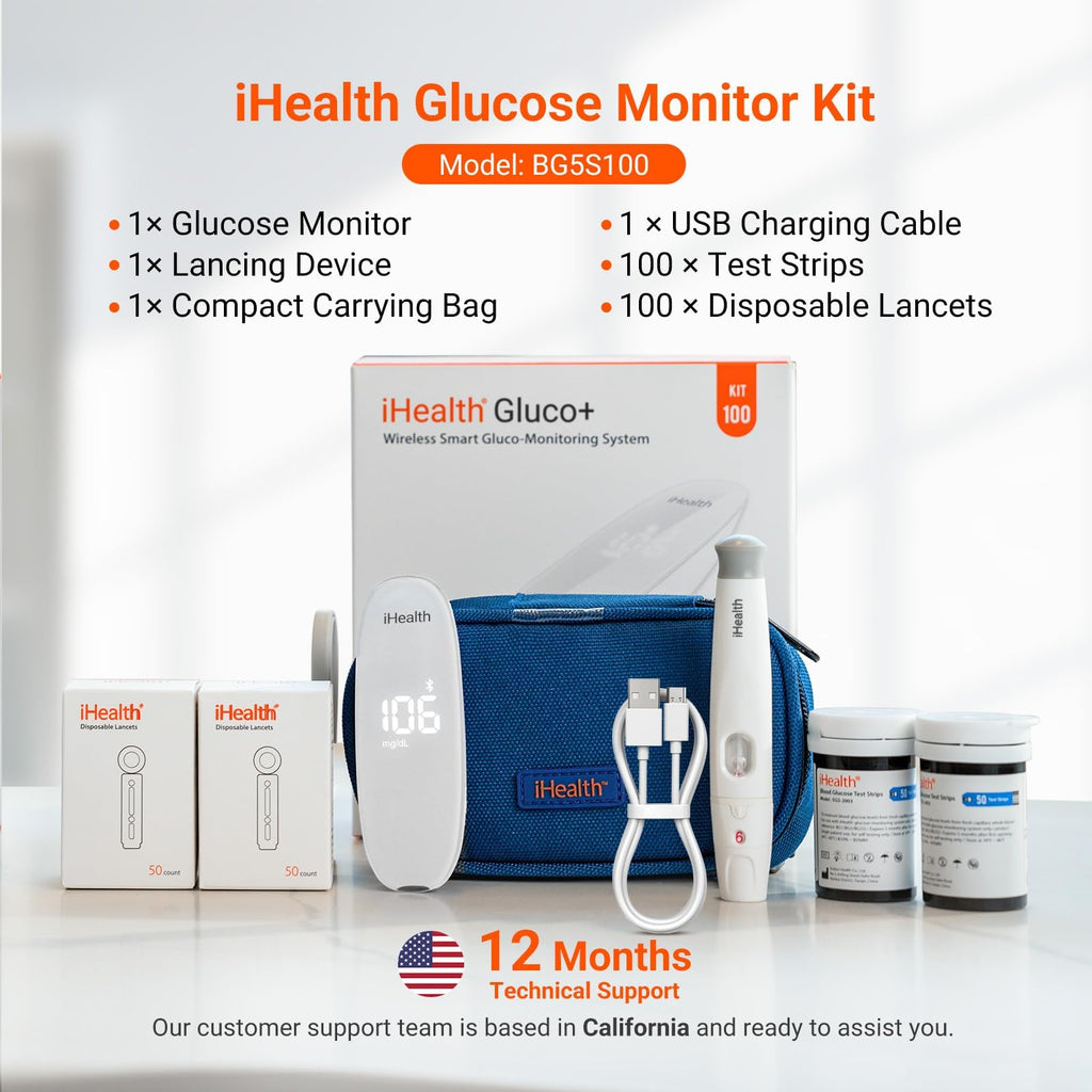 Wireless Smart Glucose Monitor Kit, 100 Strips & 100 Lancets G685