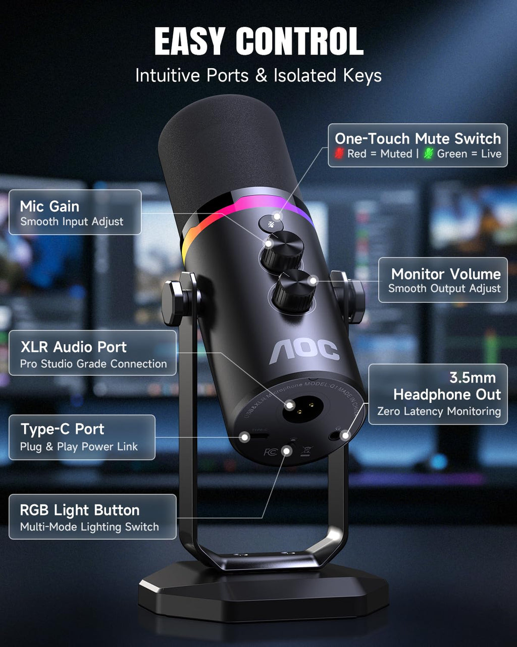 USB/XLR Dynamic Microphone with Desk Stand Z641