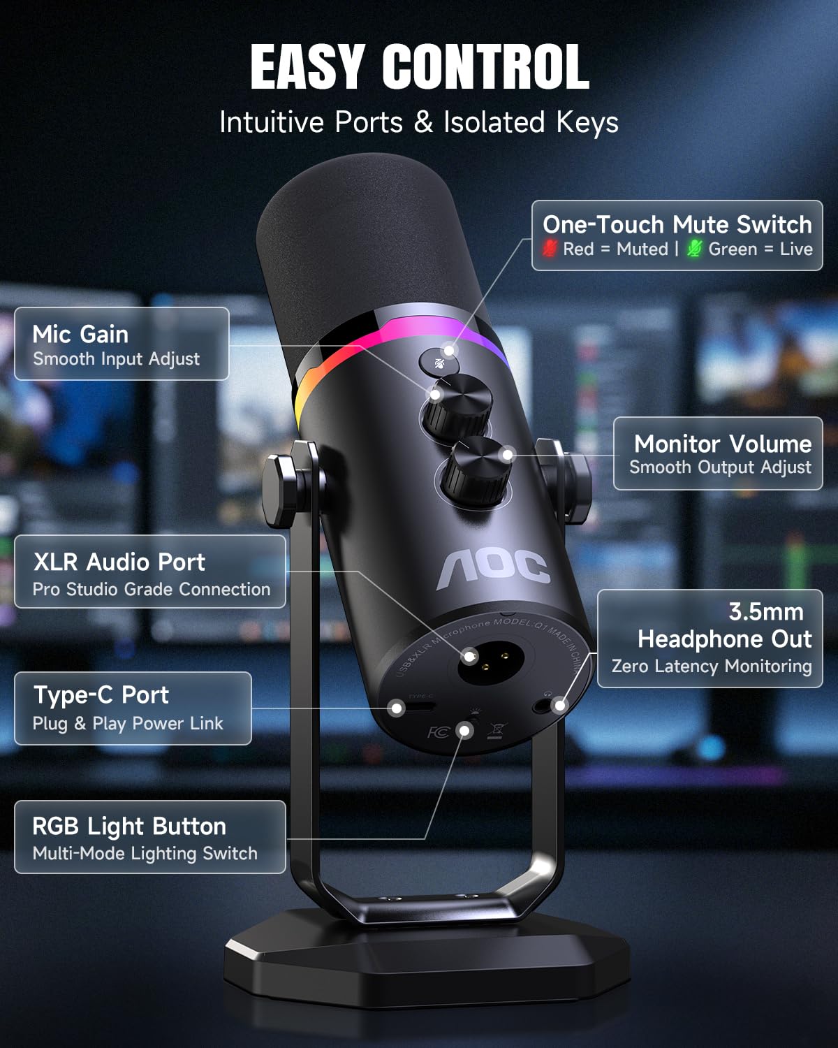 USB/XLR Dynamic Microphone with Desk Stand Z641