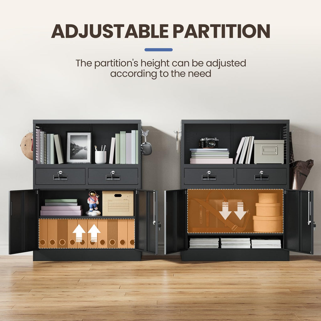 Metal Storage Cabinet with 2 Drawers and Locking Doors Z7881