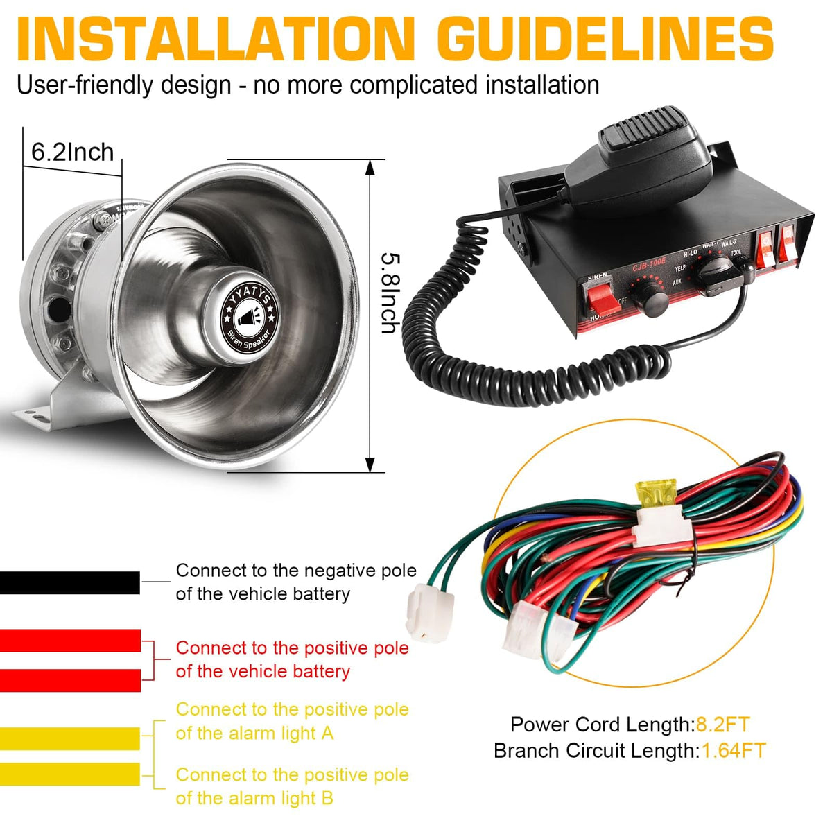 200W IP67 Waterproof Emergency Siren with Mic & Speaker U486