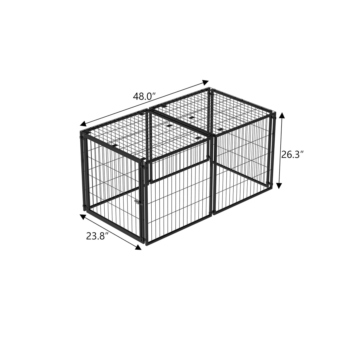 48 Inch Black Metal Dog Crate with Removable Top Cover N36165