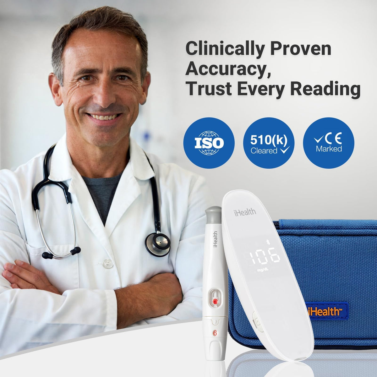 Wireless Smart Glucose Monitor Kit, 100 Strips & 100 Lancets G685
