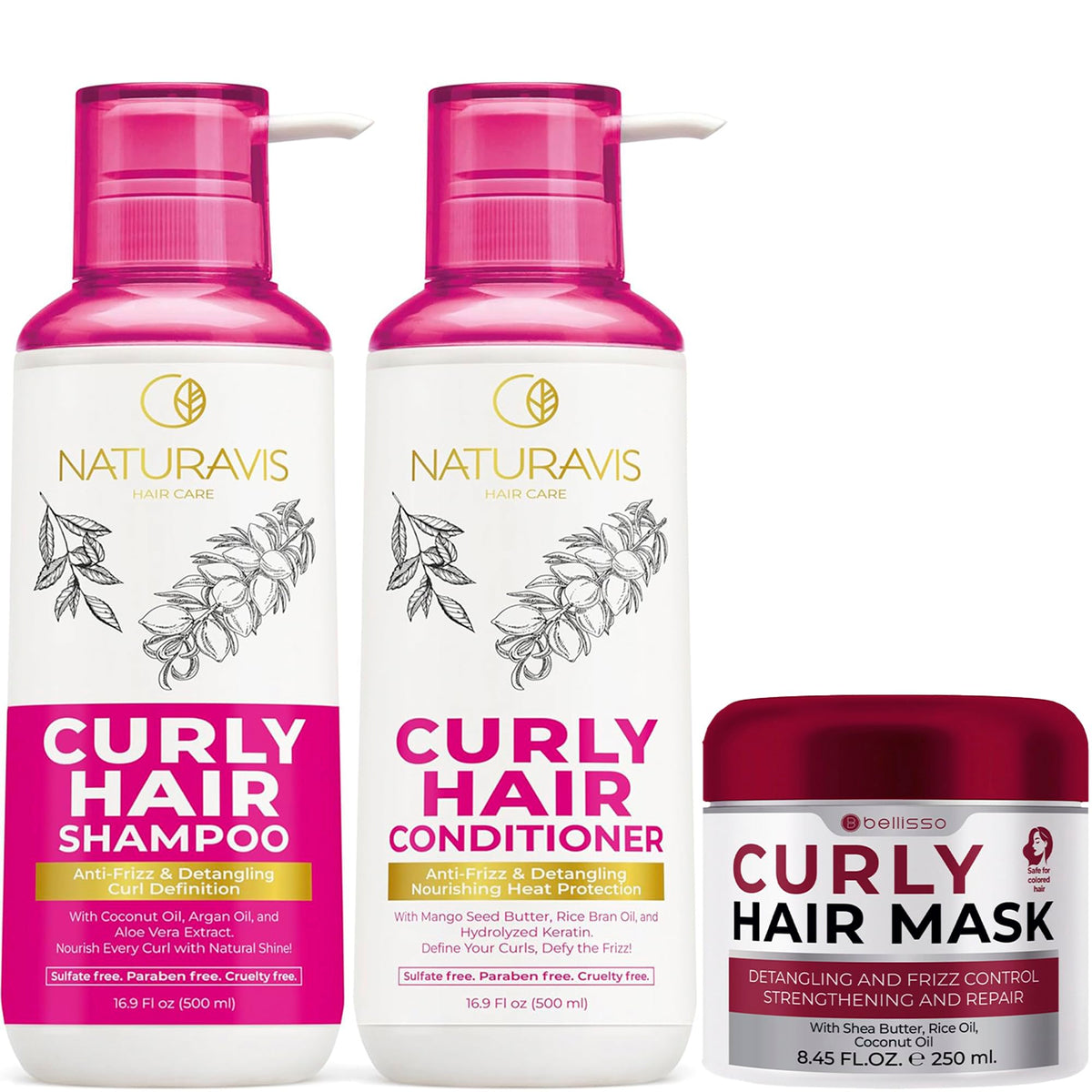 Curly Hair Shampoo and Conditioner Set and Mask P769
