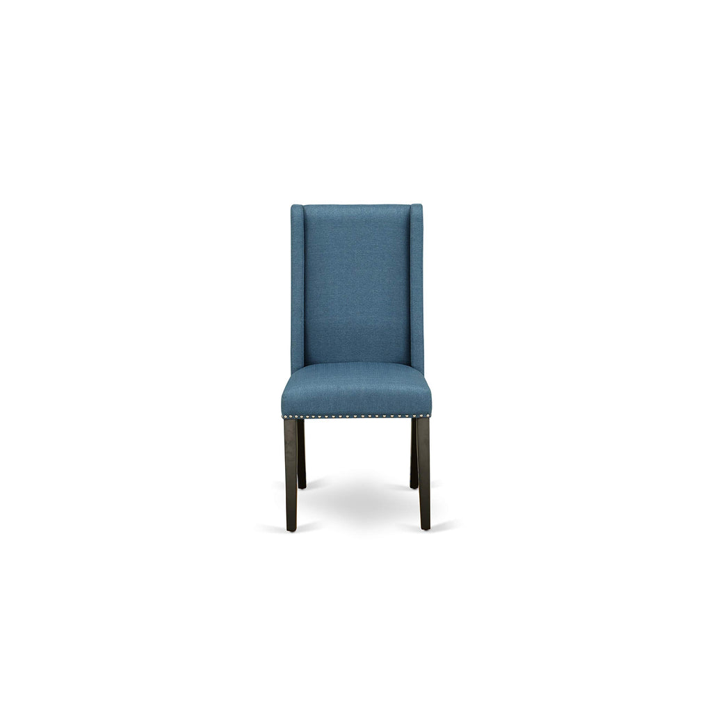 3 Piece Dining Table Set with 2 Blue Linen Fabric Chairs N33413