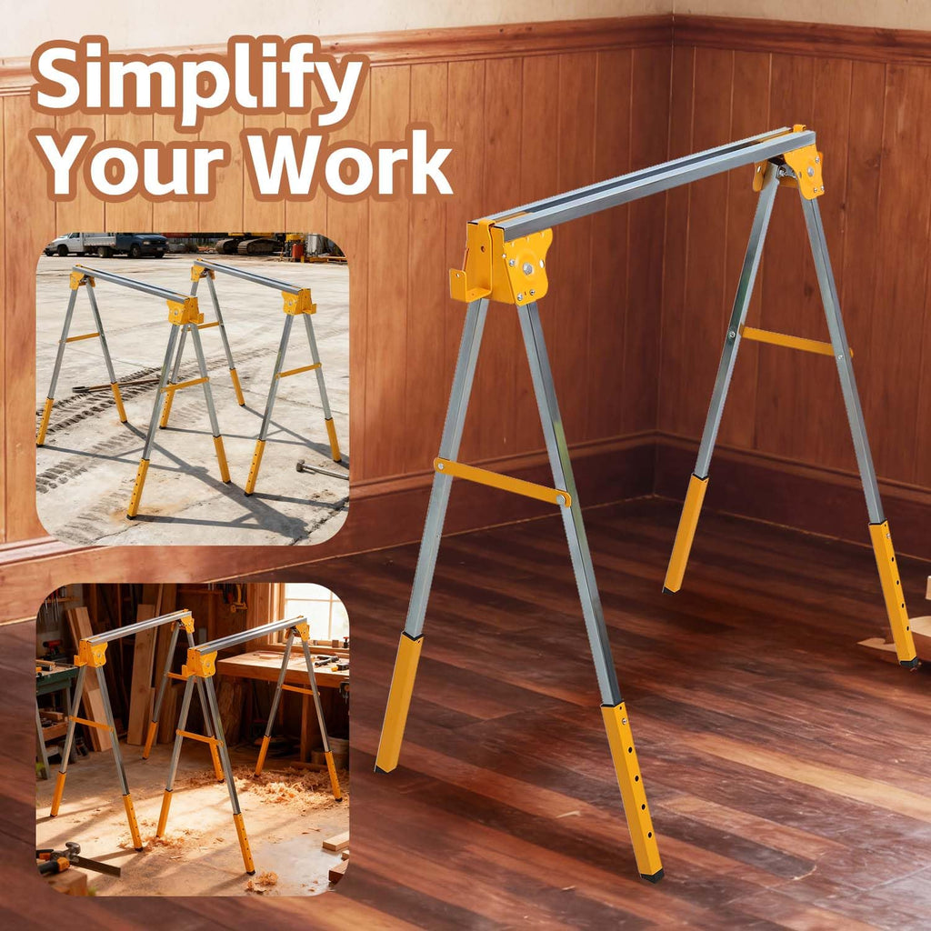 Adjustable Folding Steel Sawhorse 2 Pack V414