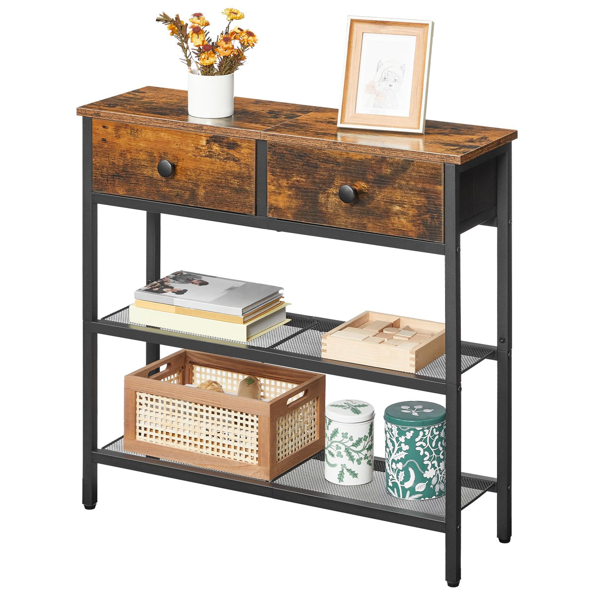 29.5" Narrow Console Table with 2 Fabric Drawers R519479