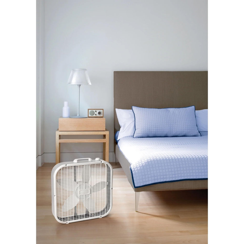 20" Classic Box Fan with Weather-Resistant Motor, 3 Speeds, 22.5" H (White) H629