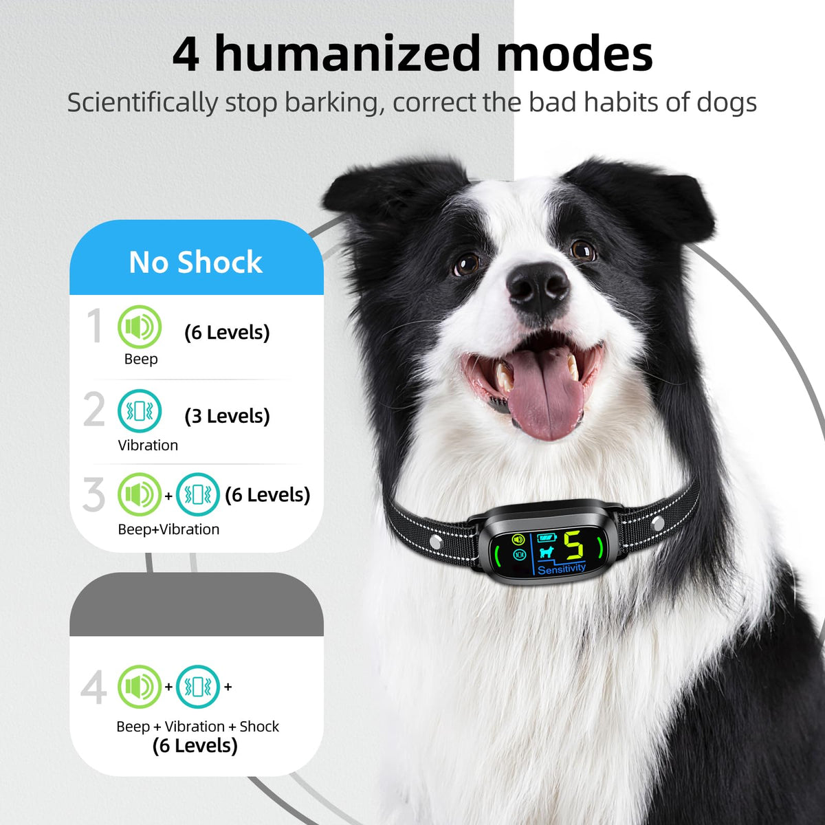 Rechargeable Anti Barking Training Collar with 5 Adjustable Sensitivity E53050