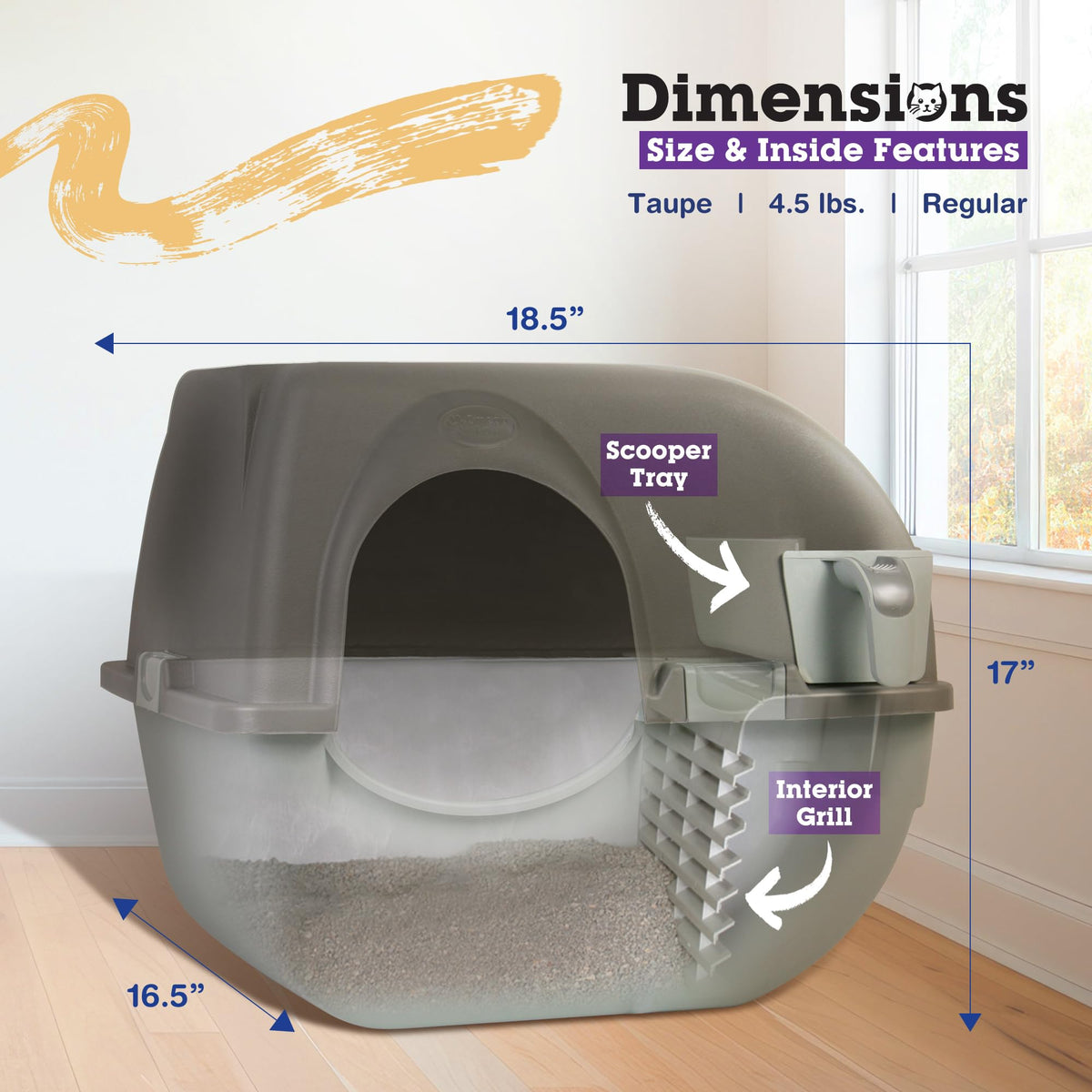Self Cleaning Litter Box Regular Size Grey O512740