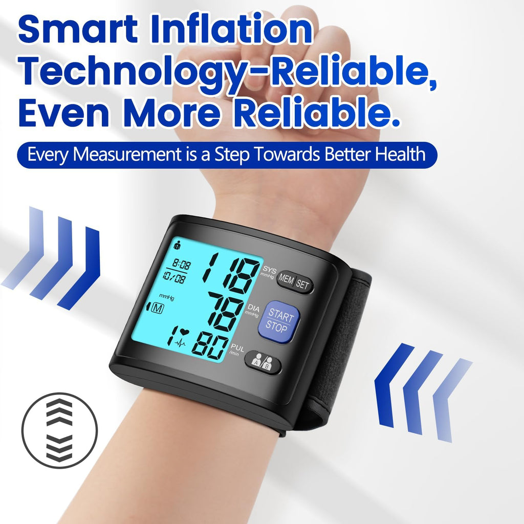Wrist Blood Pressure Monitor with Backlit LCD Display O5281