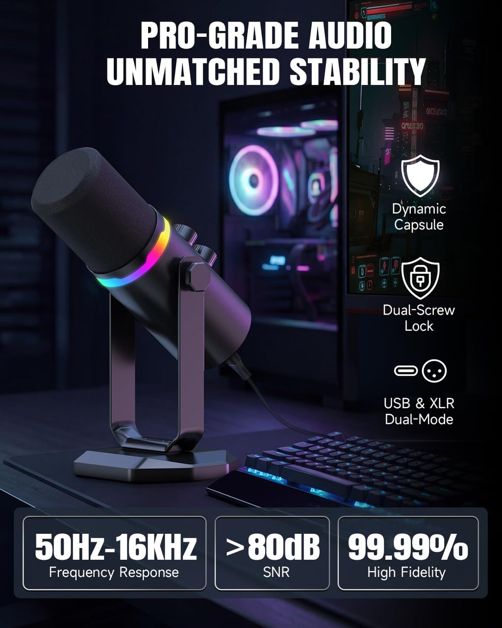 USB/XLR Dynamic Microphone with Desk Stand Z641
