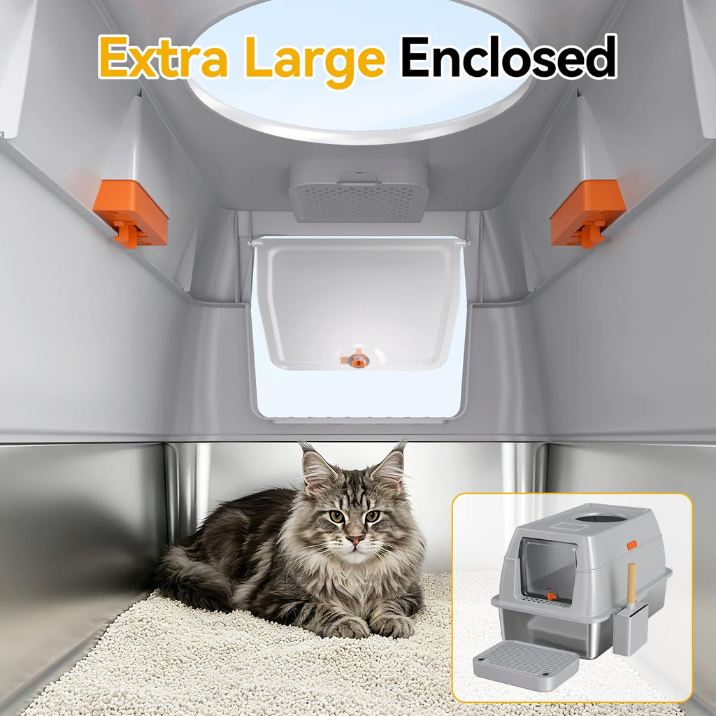 XL Enclosed Stainless Steel Litter Box with Lid T78071