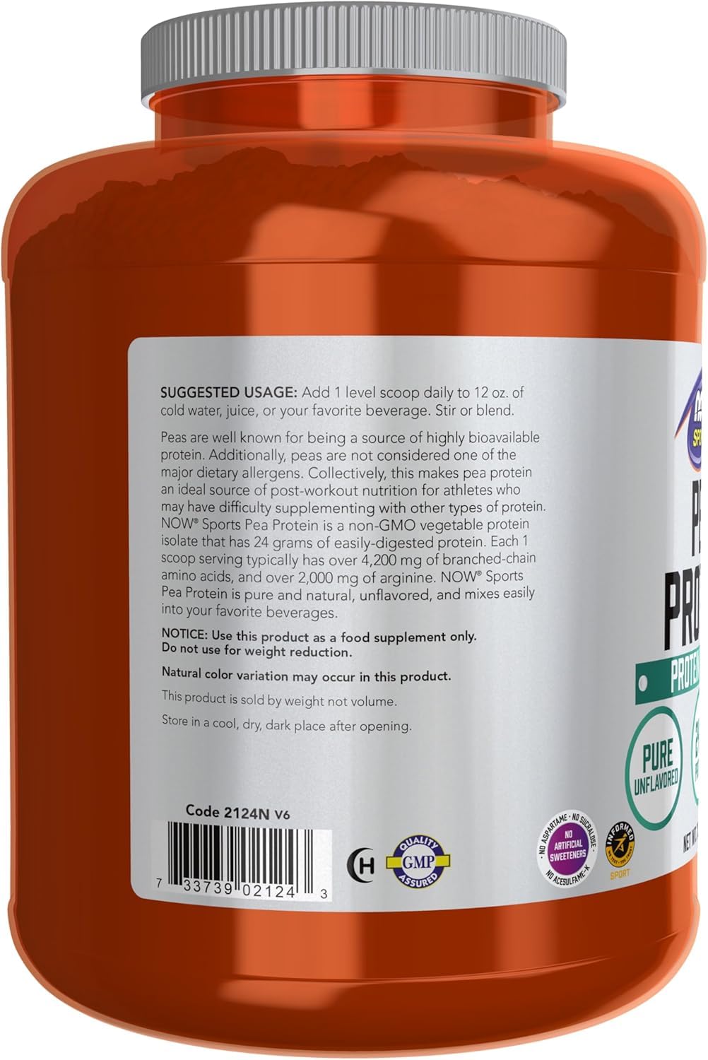 Pea Protein Natural Unflavored Powder 7-Pound I41793