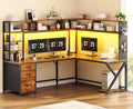 L Shaped Computer Desk with Hutch J149458