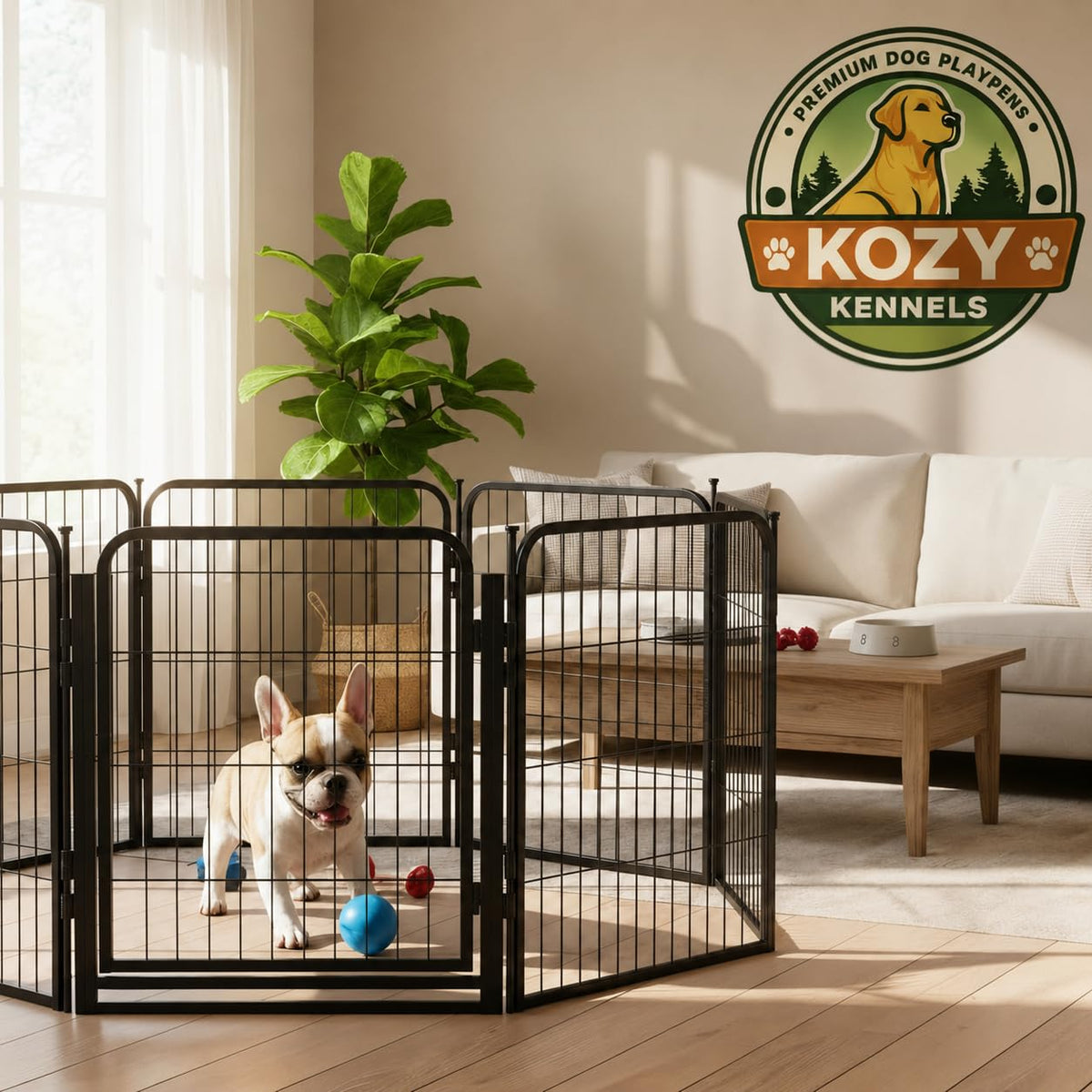 32'' 16 Panels Metal Heavy Duty Dog Playpen Q894299