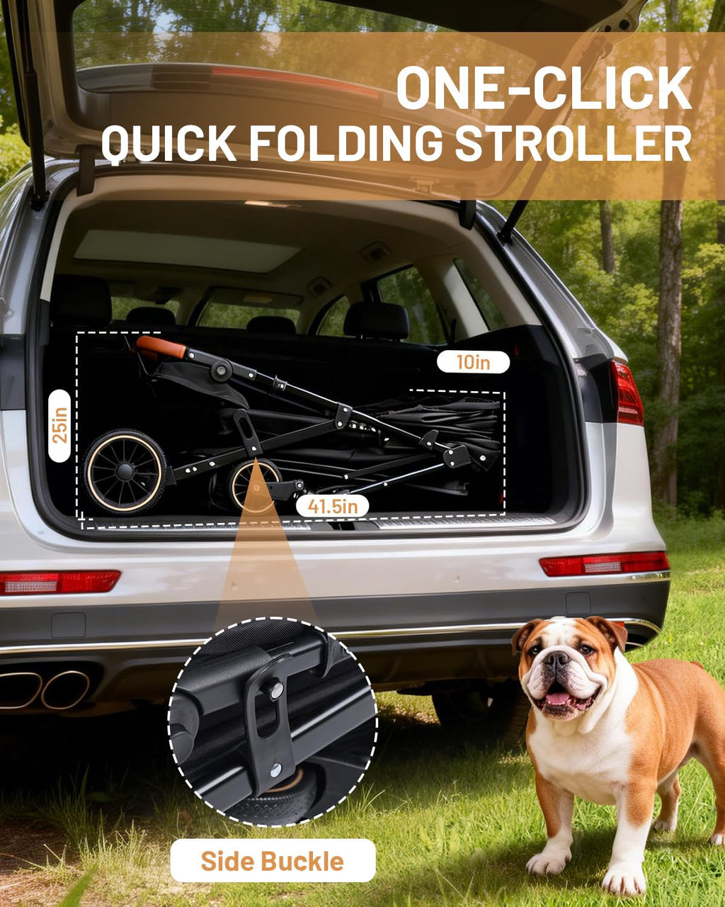 Foldable Ventilated Dog Stroller with Canopy F61635