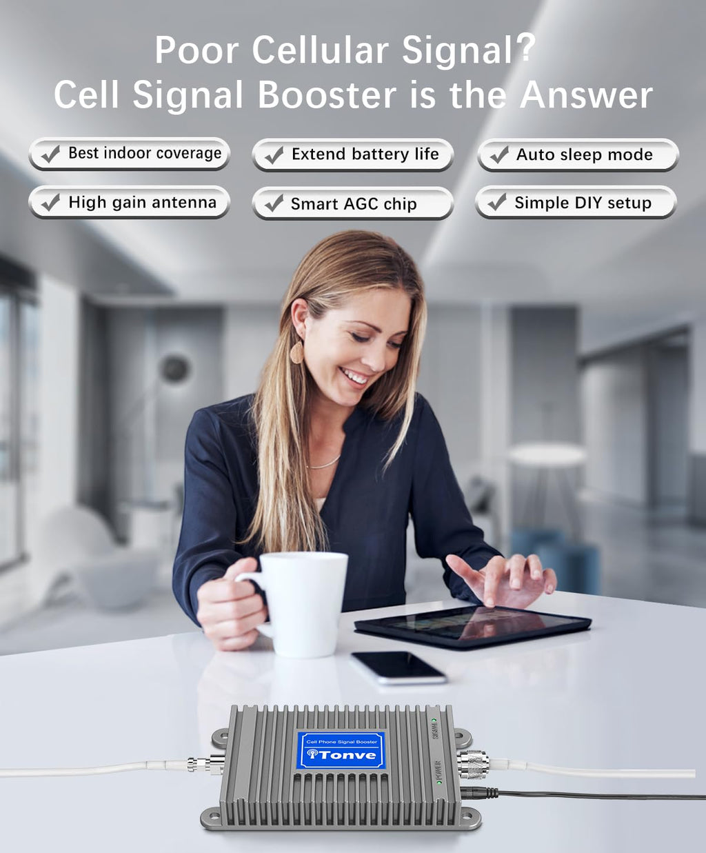 Cell Phone Signal Booster Kit with High Gain Antennas L39899