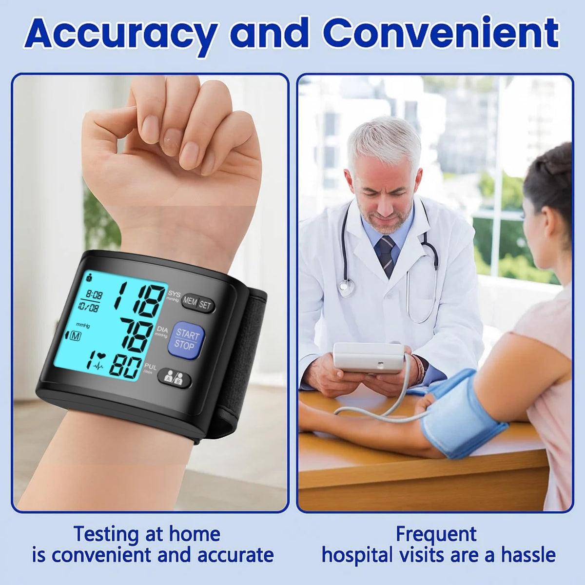 Wrist Blood Pressure Monitor with Backlit LCD Display O5281